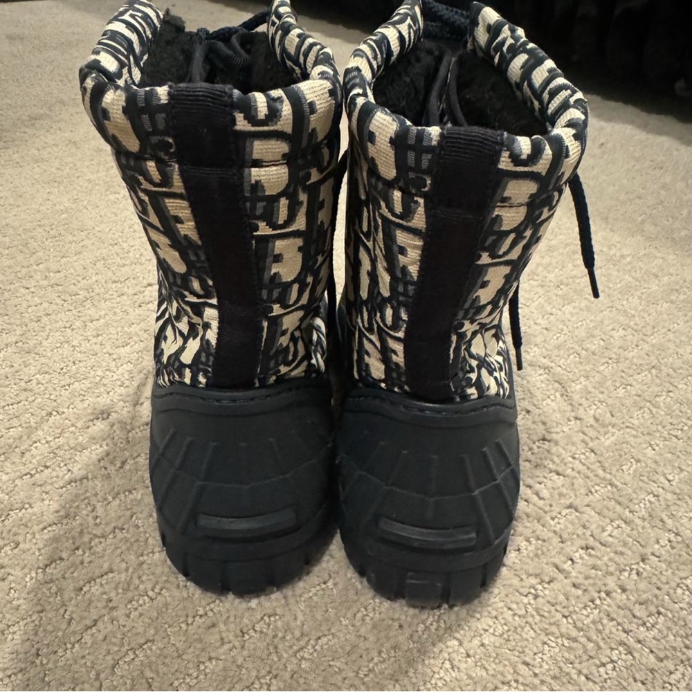 Monogram Patterned Lace-Up Canvas Boot - Picture 3 of 5